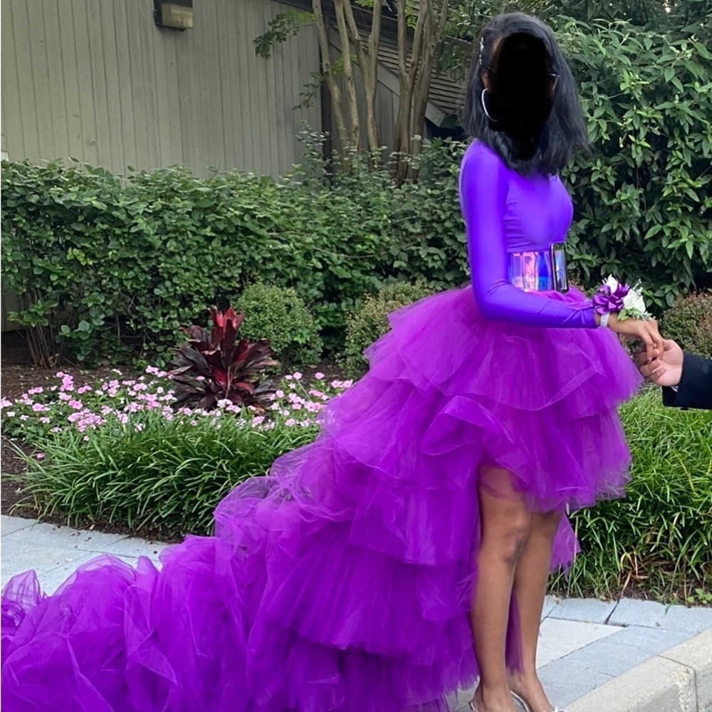 Purple Tulle Gown Purple Prom Dress Purple Hi-Low Dress
